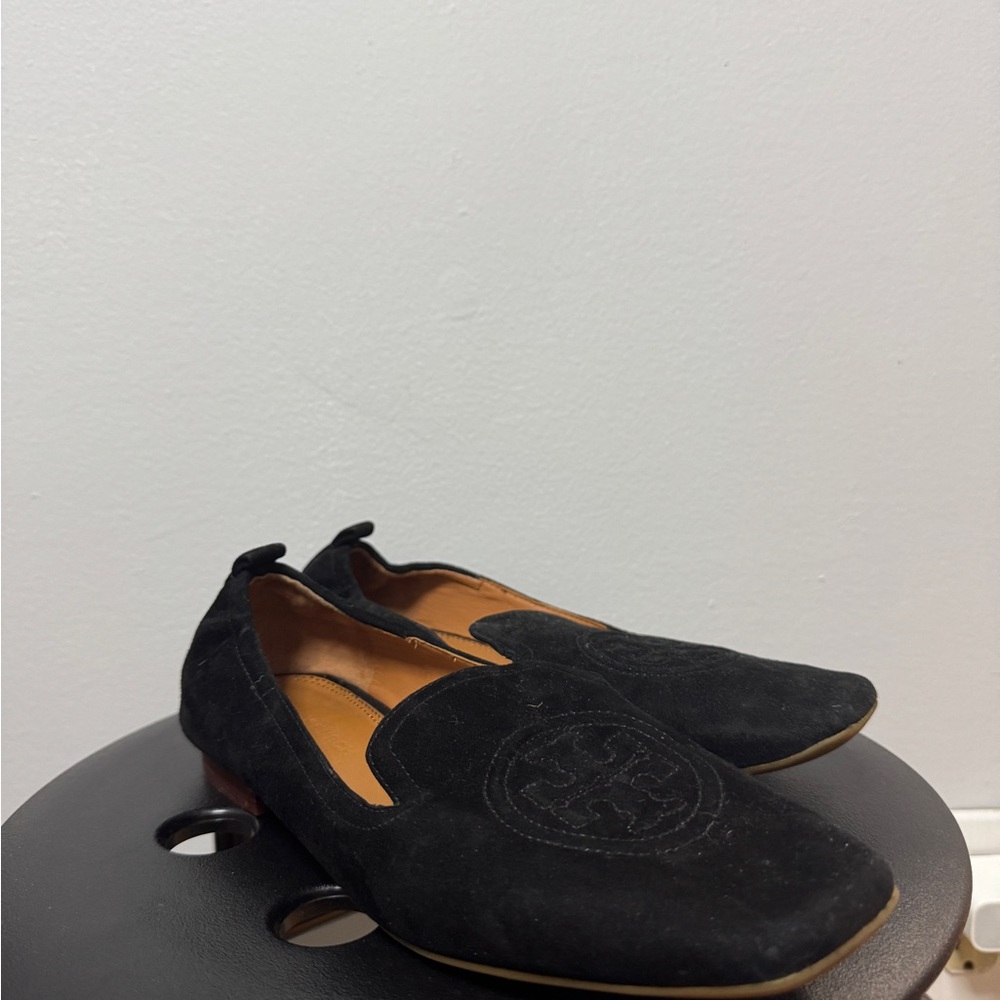 Tory Burch Black Suede Loafers Slip-Ons